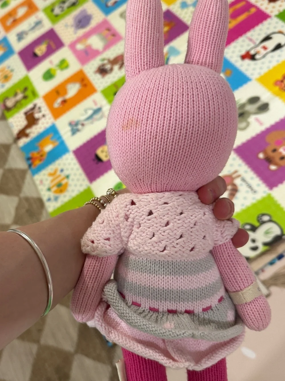 Cuddle + Kind Chloe the bunny knit cardigan 13” cardigan daisy stuffed animal